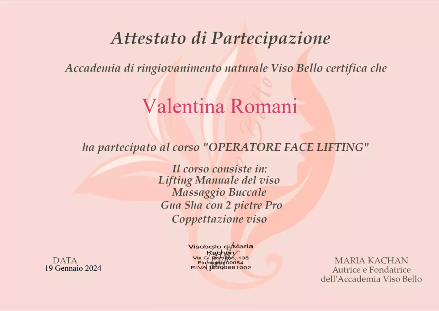 DIPLOMA OPERATORE DI FACE-LIFTING